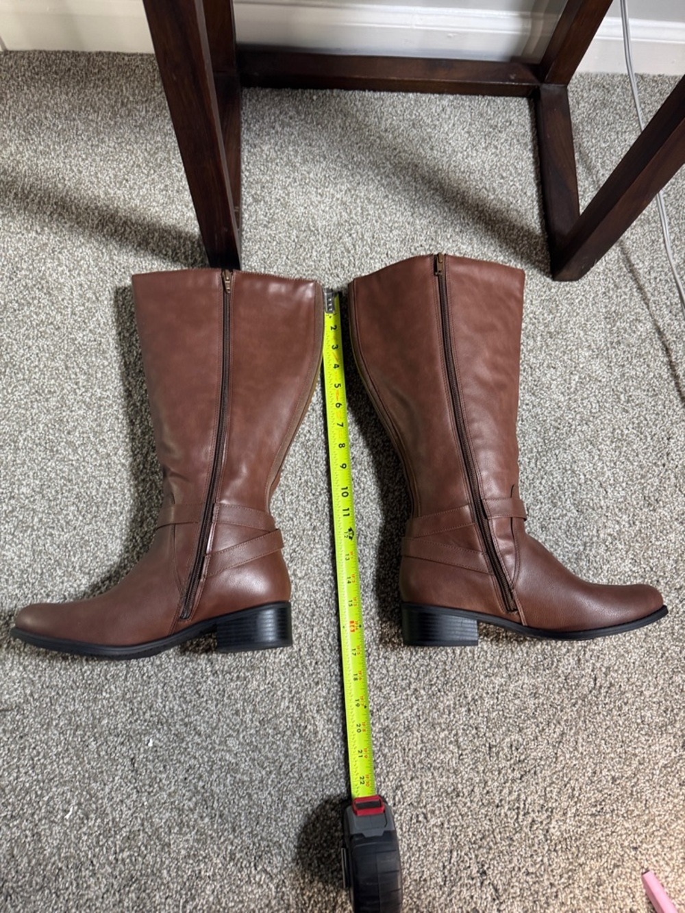 Time and Tru Tall Brown Riding Boots with Side Zip - Picture 6 of 9